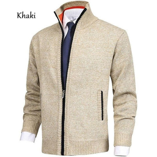 Giacca in maglia maglione cardigan alla moda con colletto alla coreana tinta unita da uomo
