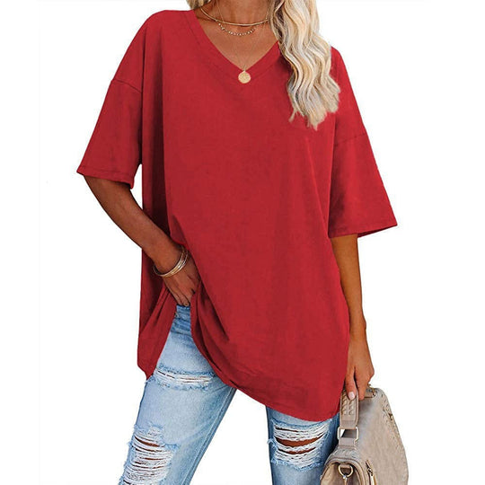 🌷2026 Hot Sale-30% OFF🌷Women's Summer Half Sleeve Casual Loose Fit Cotton Tunic T-shirt