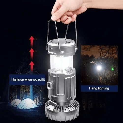 🔥Last Day Sale⏰⛺Portable Stretchable Solar Lithium Battery Electric Fan + Emergency Light