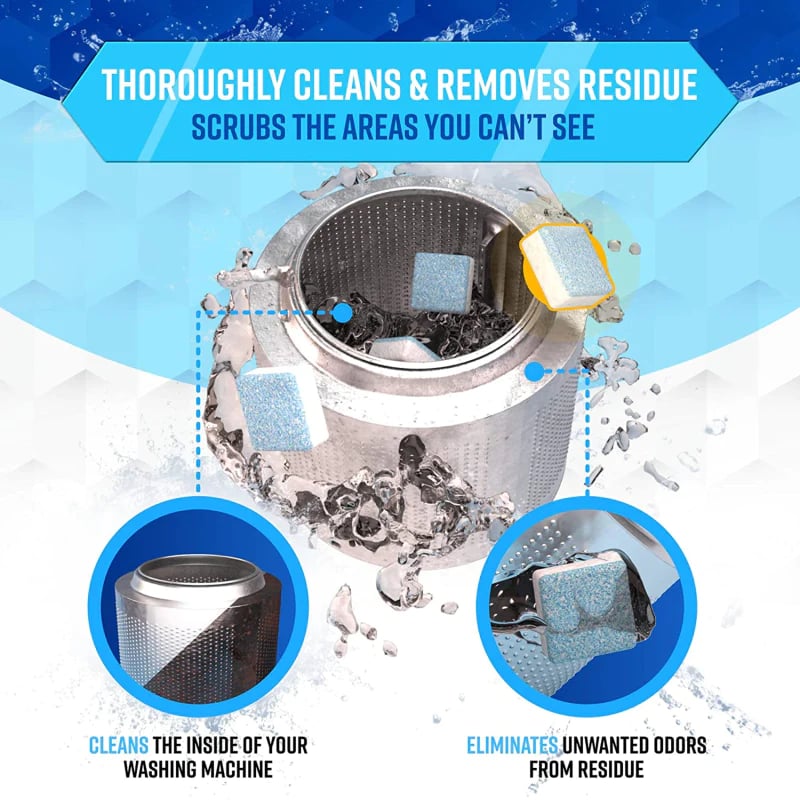 🧼Washing Machine Deep Cleaner Tablets – Eliminates 99% Germs, Removes Odors & Prevents Mold 🧽