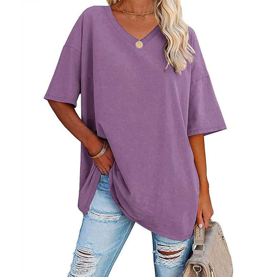 🌷2026 Hot Sale-30% OFF🌷Women's Summer Half Sleeve Casual Loose Fit Cotton Tunic T-shirt