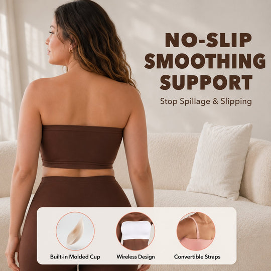 📢📢Limited-Time 40% Off ⏰️Anti-Slip Grip & Removable Straps✨Convertible Strapless Bandeau Bra with Wireless Comfort👍Suitable for All Body Types.🌹Buy 2 Get Free Shipping