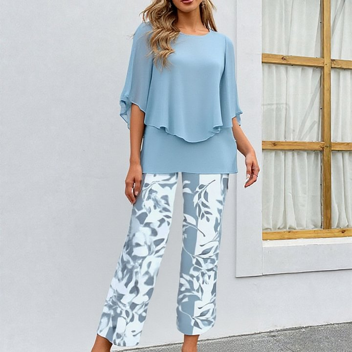🔥Completo da donna con pantaloni stampati e top girocollo