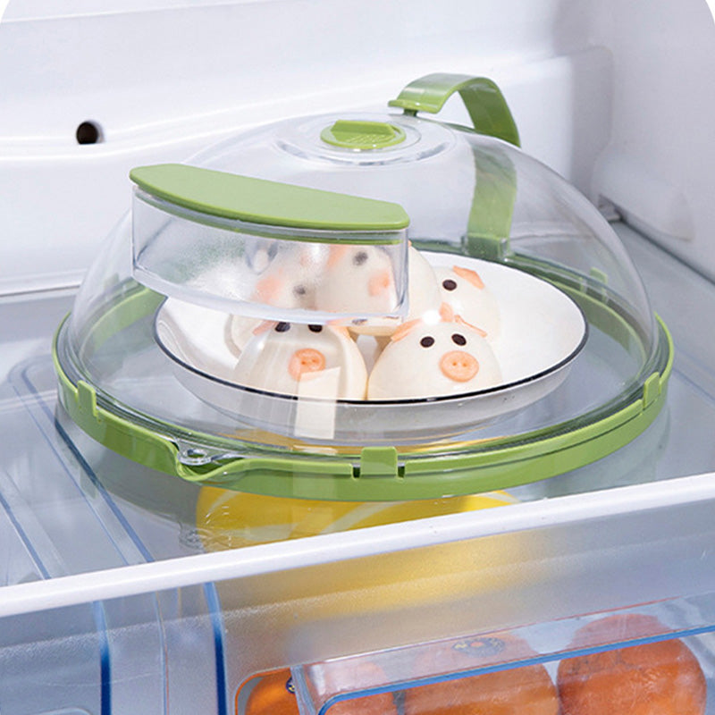 Cubierta transparente para salpicaduras de microondas con vaporizador de agua y asa