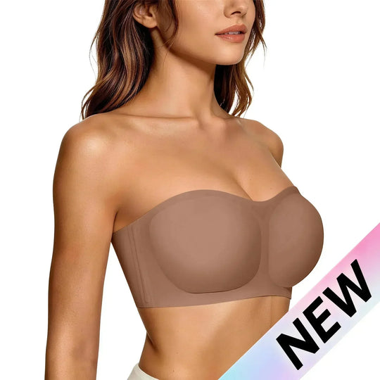 ⛱️Last Day 50 OFF ！！💞Womens Strapless Bras Push Up Bandeau Bra Non Slip Wireless Supportive Padded Bras Seamless Comfortable Tube Jelly Bra