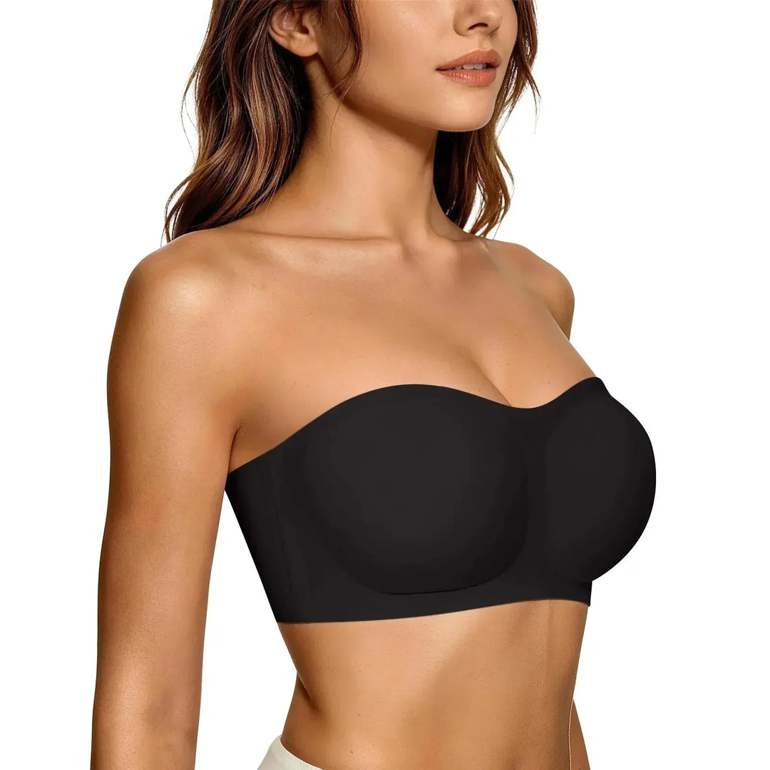 ⛱️Last Day 50 OFF ！！💞Womens Strapless Bras Push Up Bandeau Bra Non Slip Wireless Supportive Padded Bras Seamless Comfortable Tube Jelly Bra