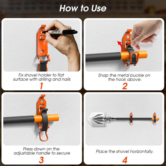 🛠️ Heavy Duty Metal Rubber Shovel Mount Kit