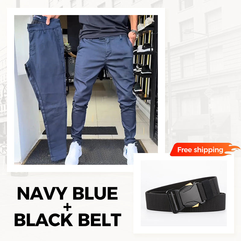 👖Heren casual slim-fit effen broek + riem