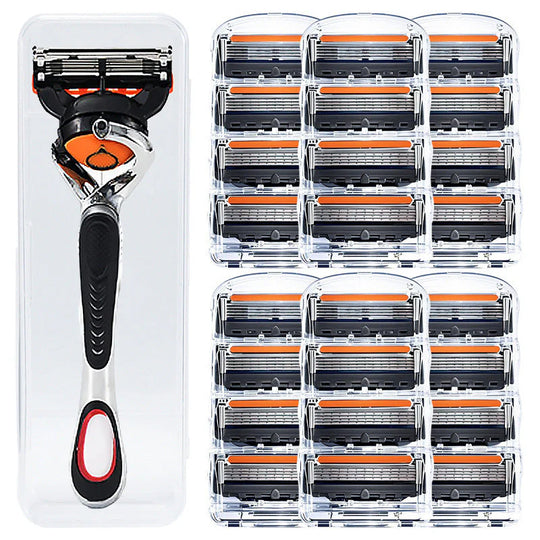 🔥Smart barbering – 24 høytytende barberhøvelrefill + GRATIS håndtak