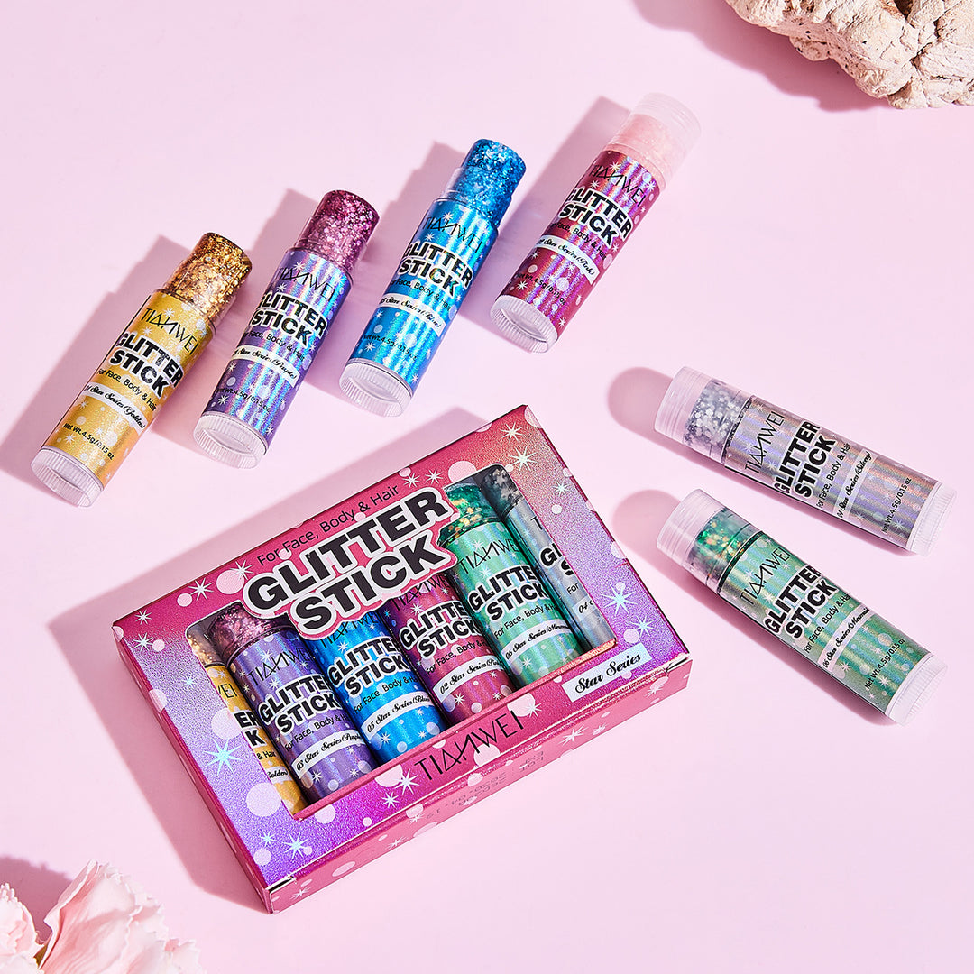 Ikzee Glitter Stick, Body Glitter Gel for Face and Hair, Shimmering Mermaid Glitter with Chameleon Effect and Large Particles, Glowing Body Glitter Cosmetic, Festival Party Makeup Accessory
