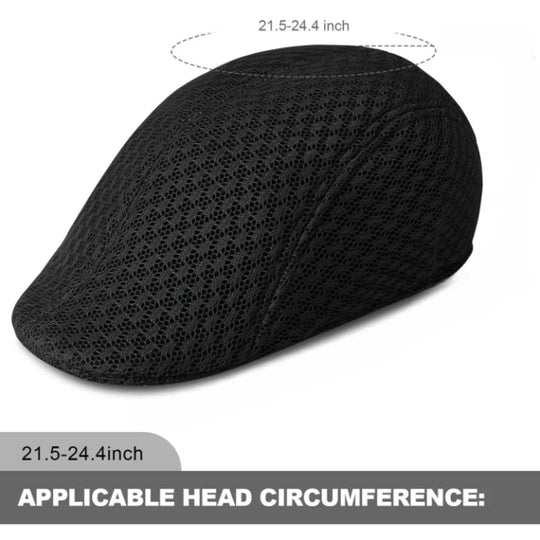 UPF50+ Mesh Flat Cap Men Breathable Duckbill Beret 56-58cm