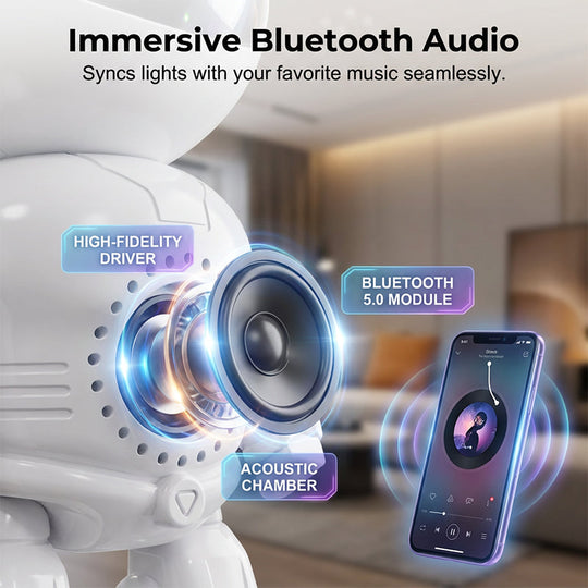 Robot Astronaut Starry Sky-projektor med Bluetooth-högtalare