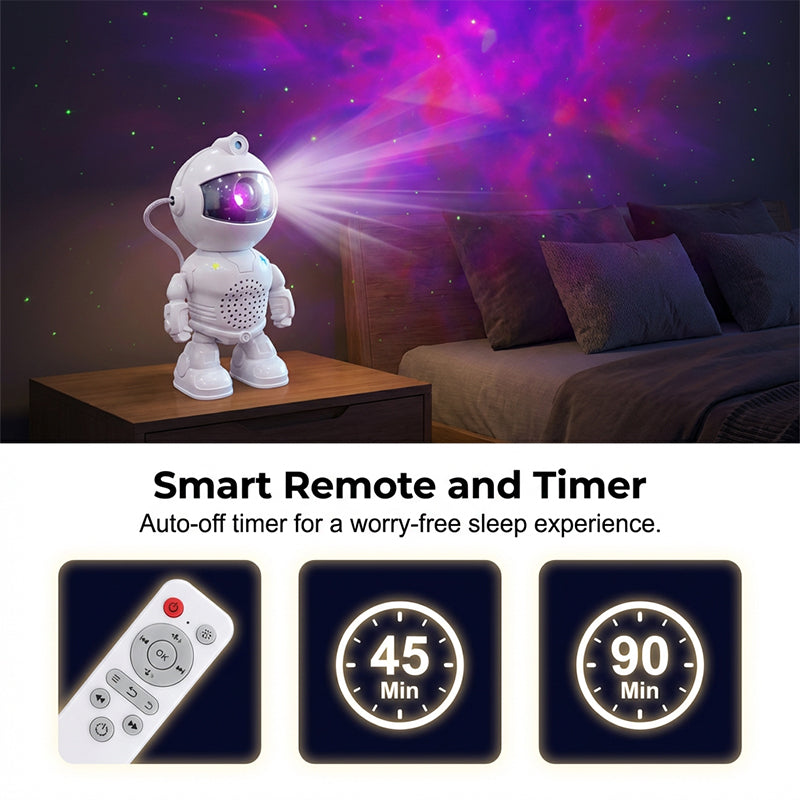 Robot Astronaut Starry Sky-projektor med Bluetooth-högtalare