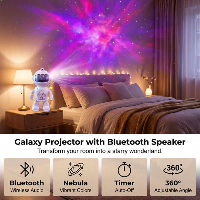 Robot Astronaut Starry Sky-projektor med Bluetooth-högtalare