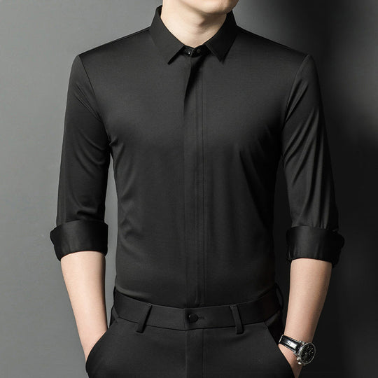 ✨👔2025 New Men's Classic Shirt with Hidden Zipper/ Easy to Put On and Take Off