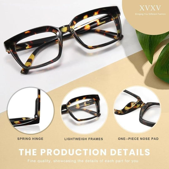 ✨👓Tortoiseshell Reading Glasses – Blue Light Blocking Oversized Square Readers