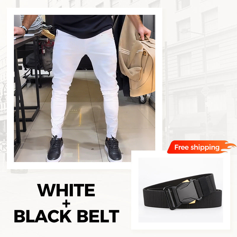 👖Heren casual slim-fit effen broek + riem