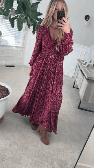 🌺60 % DE RÉDUCTION MAINTENANT ! ✨ Robe longue doublée en rayonne à imprimé floral pour femme – Coupe flatteuse, tissu léger &  Style bohème élégant 💃