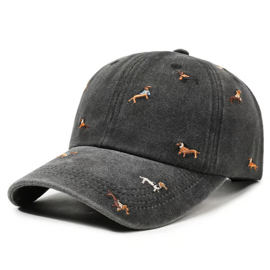 🧢 LIMITED-TIME 30% OFF! Retro Washed Cotton "Dachshund" Cap – Minimalist Multi-Embroidery Dad Hat