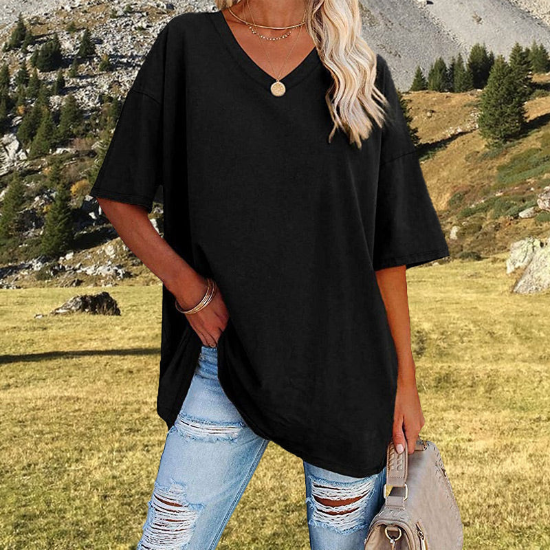 🌷2026 Hot Sale-30% OFF🌷Women's Summer Half Sleeve Casual Loose Fit Cotton Tunic T-shirt