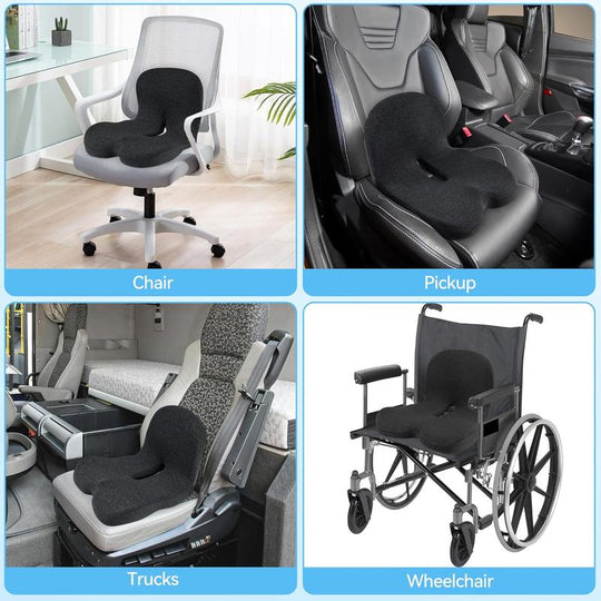 💎 Non-Slip Memory Foam Seat Cushion – Sciatica Relief, Breathable Mesh & Universal Fit for Car, Office & Wheelchair