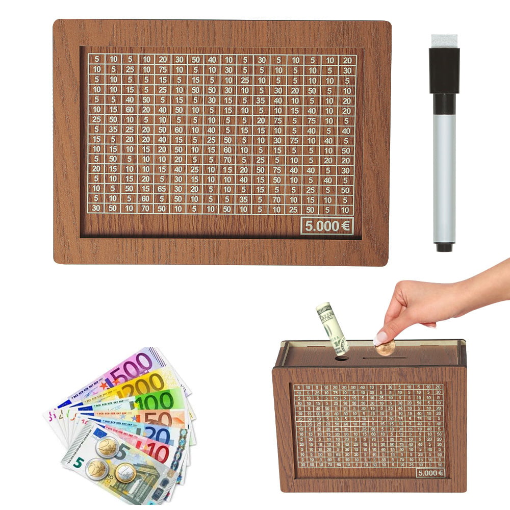 🎁 Hot Sale 50% OFF 🔥Retro Style Wooden Money Box with Counter Piggy Bank Handmade Saving Money Goal Piggy Bank