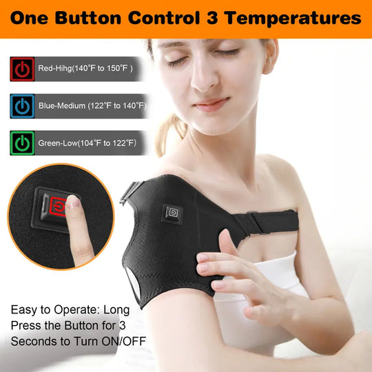 Adjustable Heated Shoulder Support,3 Heat Levels,Breathable Neoprene,Comfortable Fit,Adjustable Strap,Pain Relief,for Shoulder Injuries,Soreness,Frozen Shoulder and Recovery
