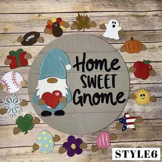 🍁Le migliori decorazioni natalizie🎄Cartello di benvenuto intercambiabile a forma di gnomo in legno🎈