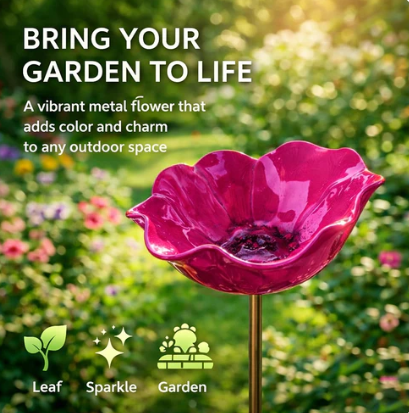 🔥Hot Sale-50% Off🌺Handmade Metal Flower Garden Stake🐦