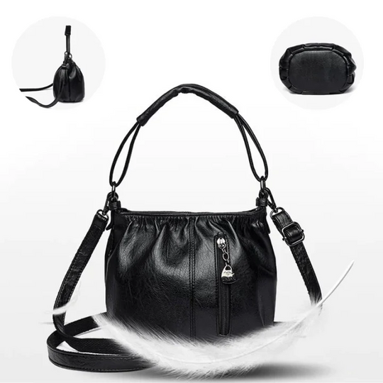 👜Pleated Bucket Leather Handbag – Soft Material, Adjustable Strap & Chic Casual Style ✨