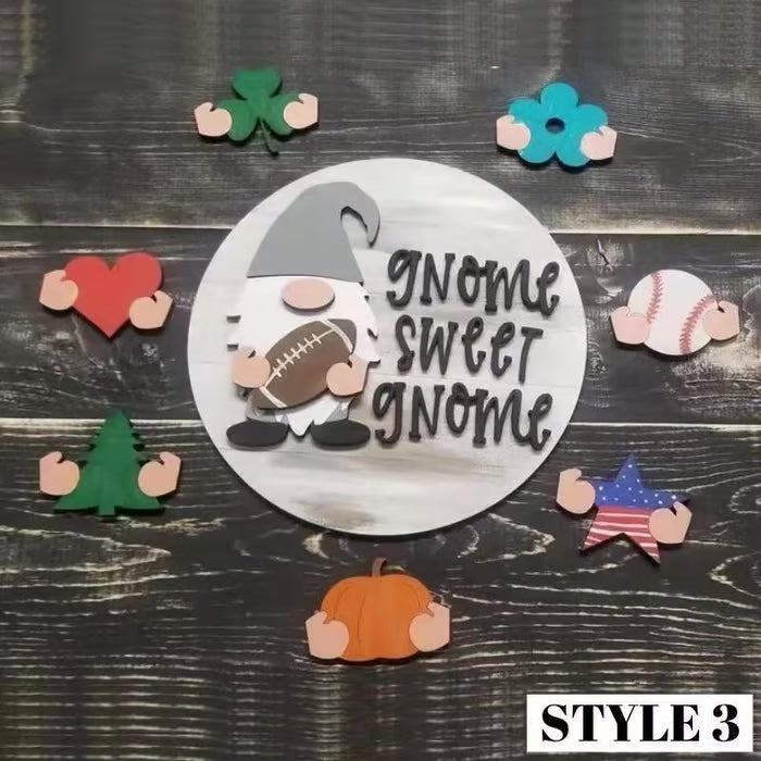 🍁Le migliori decorazioni natalizie🎄Cartello di benvenuto intercambiabile a forma di gnomo in legno🎈