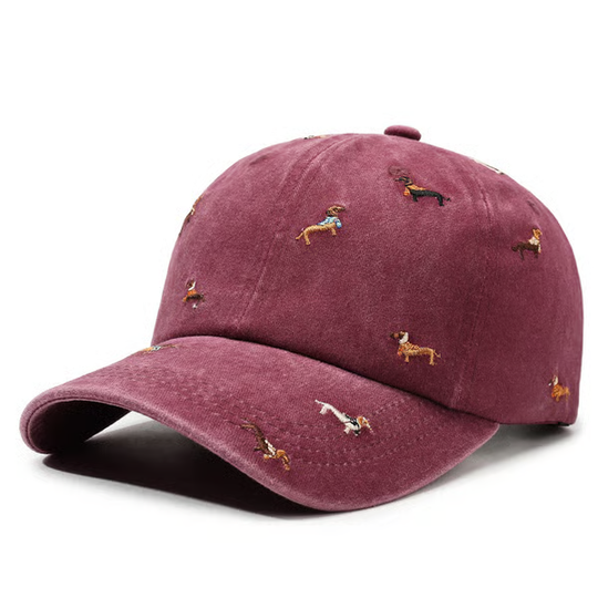 🧢 LIMITED-TIME 30% OFF! Retro Washed Cotton "Dachshund" Cap – Minimalist Multi-Embroidery Dad Hat