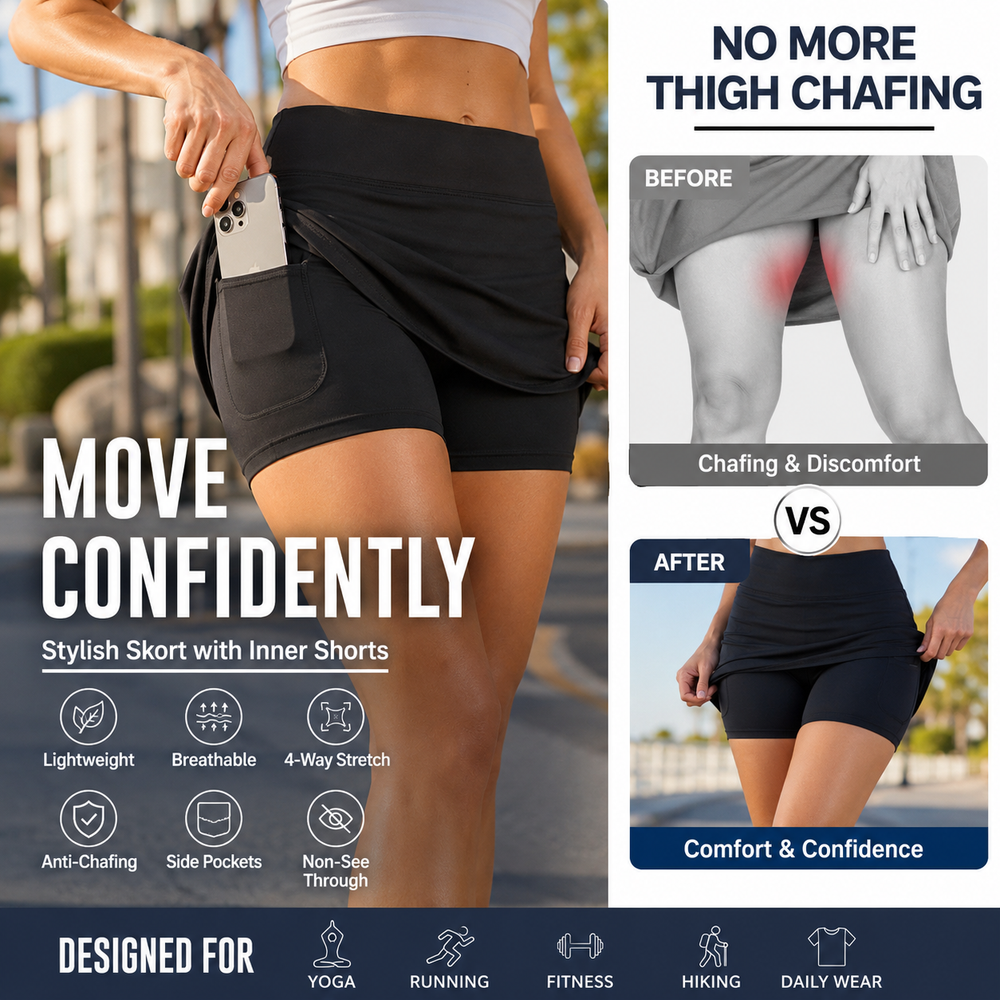 💥 Last Day! Special Sale – 30% OFF 👚Anti-Chafing Active Skort – Super soft and comfortable🔥