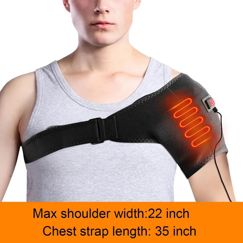 Adjustable Heated Shoulder Support,3 Heat Levels,Breathable Neoprene,Comfortable Fit,Adjustable Strap,Pain Relief,for Shoulder Injuries,Soreness,Frozen Shoulder and Recovery