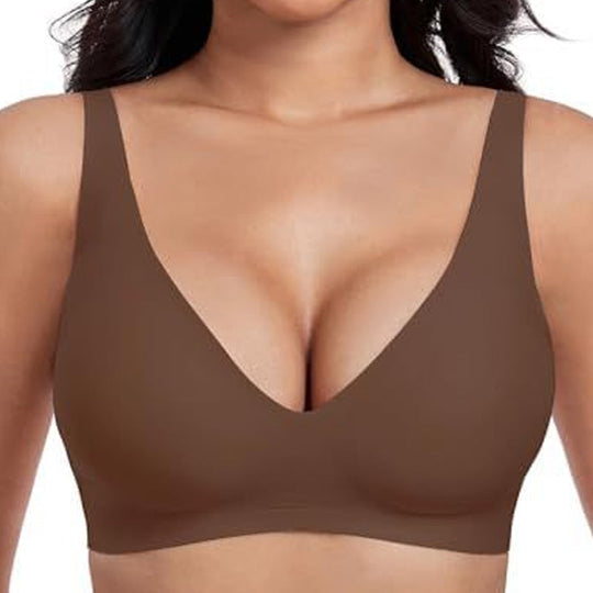 🌷Jelly Wireless Womens Comfortable Wireless Bras Push Up Bralettes Seamless Tshirts Bras Deep V Everyday Bras
