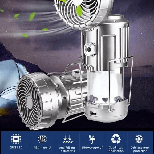 🔥Last Day Sale⏰⛺Portable Stretchable Solar Lithium Battery Electric Fan + Emergency Light