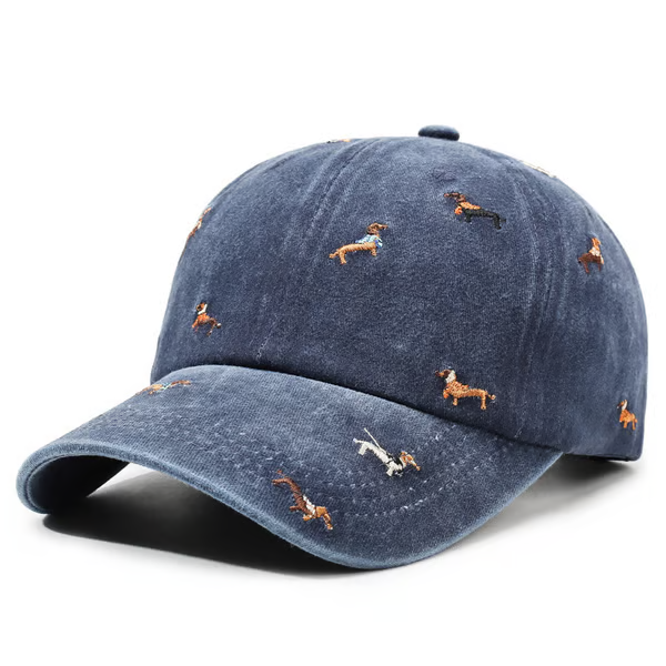 🧢 LIMITED-TIME 30% OFF! Retro Washed Cotton "Dachshund" Cap – Minimalist Multi-Embroidery Dad Hat