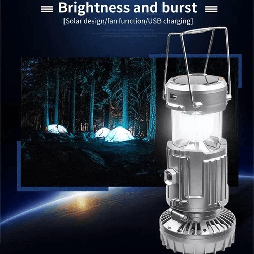 🔥Last Day Sale⏰⛺Portable Stretchable Solar Lithium Battery Electric Fan + Emergency Light