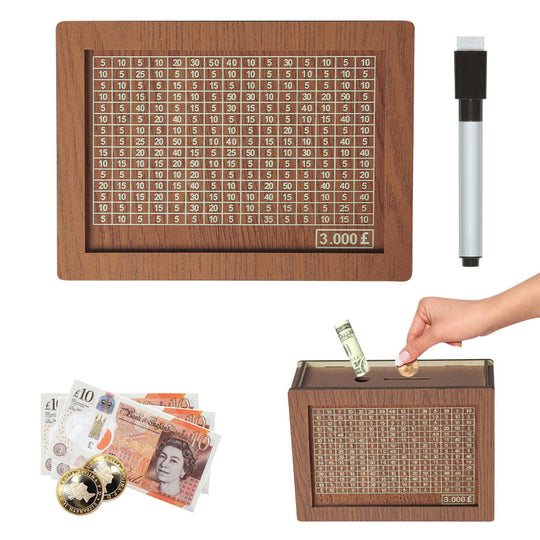 🎁 Hot Sale 50% OFF 🔥Retro Style Wooden Money Box with Counter Piggy Bank Handmade Saving Money Goal Piggy Bank