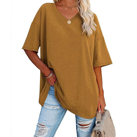 🌷2026 Hot Sale-30% OFF🌷Women's Summer Half Sleeve Casual Loose Fit Cotton Tunic T-shirt