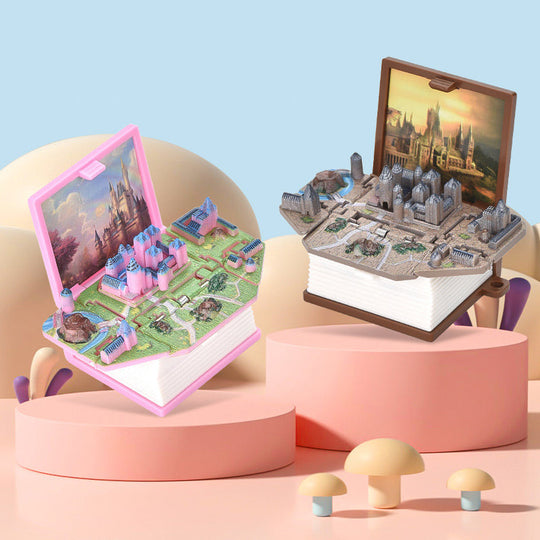 3D Foldable Dinosaur Castle Book Keychain