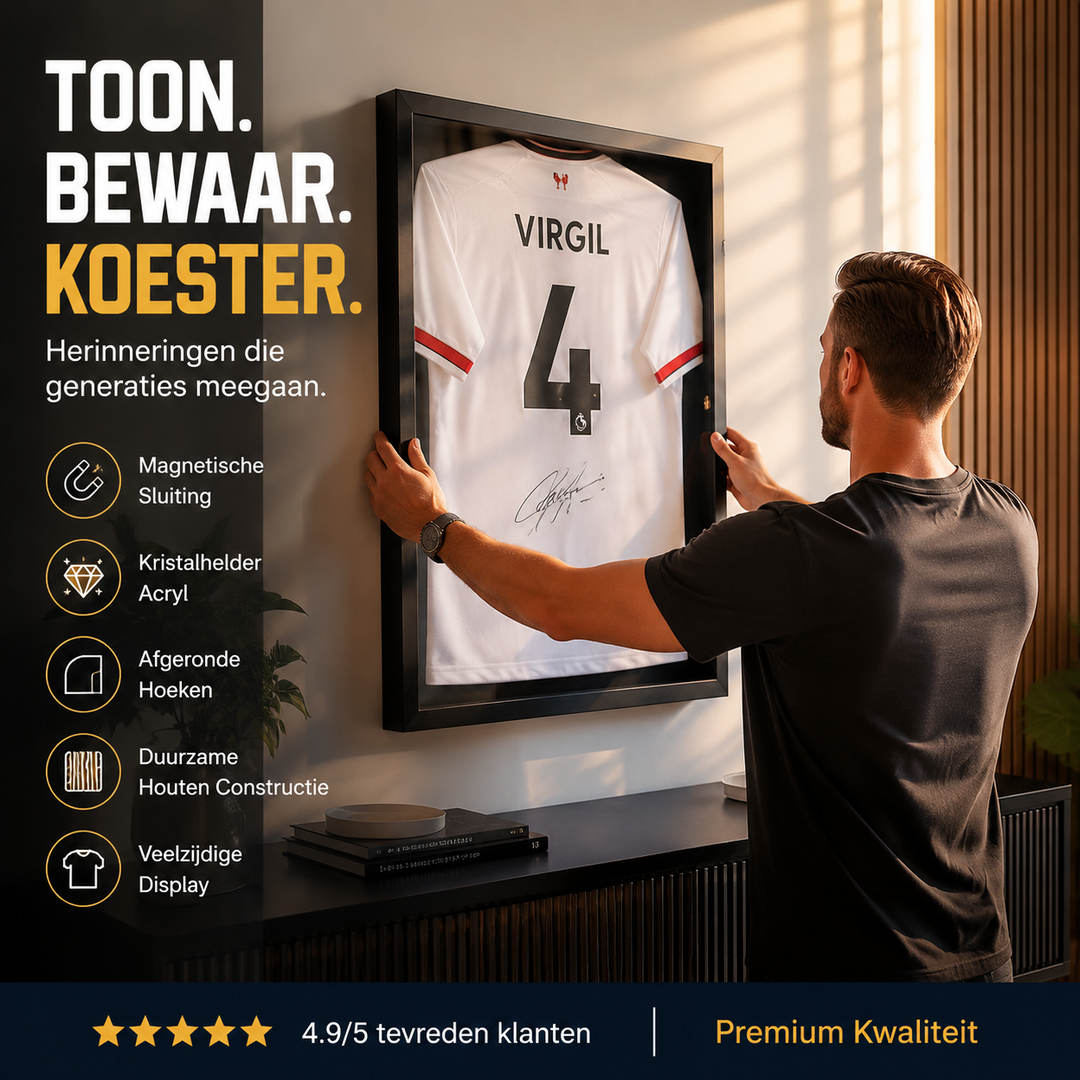 🖼️New Year 50% OFF! ⚽Premium Wooden Jersey Display Frame with Magnetic Door, Crystal Clear Acrylic Shadow Box for Signed Sport Shirts Memorabilia Storage
