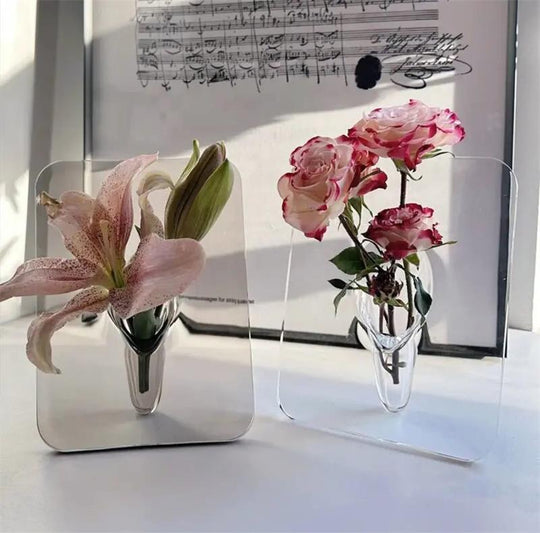 ⏳Time-Limited Special⏰Photo Frame Shaped Clear Flower Vase – Nordic Style, Acrylic, Desktop Decor ✨