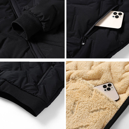 Men's quilted winter jacket with fleece lining