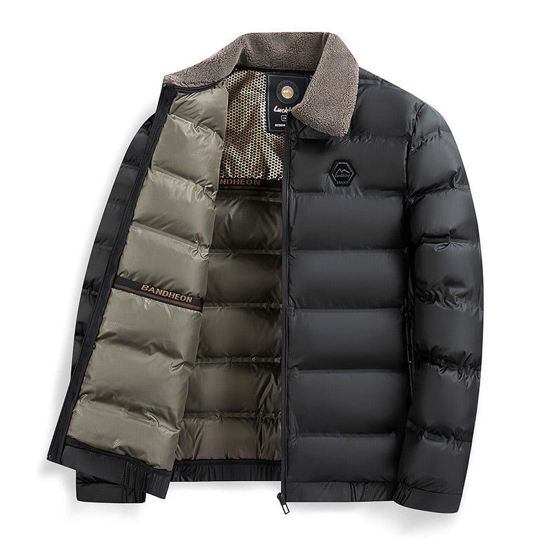 Chaqueta acolchada de algodón con solapa impermeable y cálida para hombre