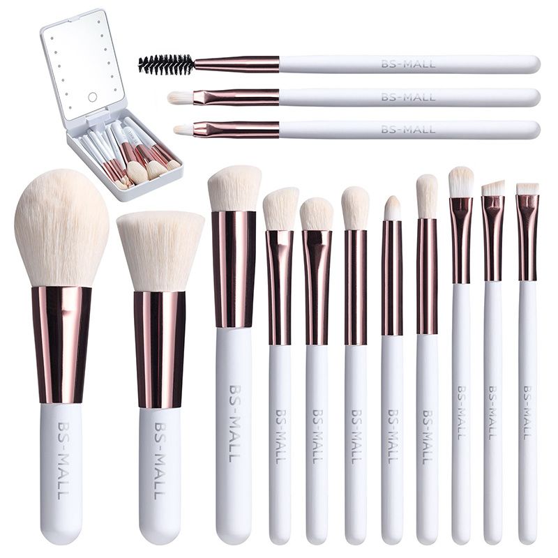 🔥 Gran venta 50% de descuento🌈Juego de brochas de maquillaje de viaje con espejo con luz LED