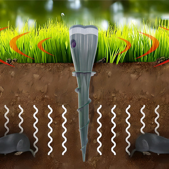 🌸 Solarbetriebenes, wasserdichtes Maulwurfabwehrgerät mit Schrauben