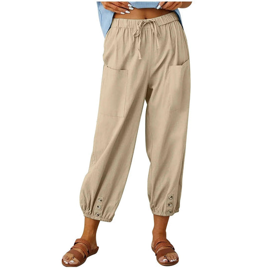 👖 50% OFF NOW! ✨ Women's Capri Pants – Wide Leg Drawstring – Comfy Fit, Casual Style & Elastic Waist 💫