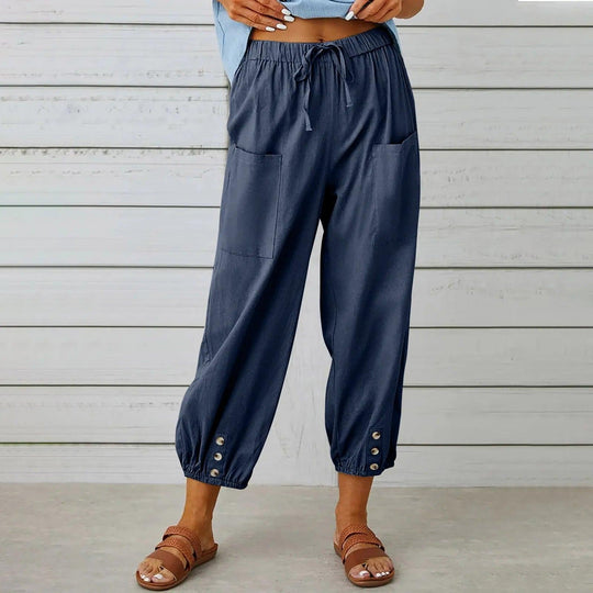 👖 50% OFF NOW! ✨ Women's Capri Pants – Wide Leg Drawstring – Comfy Fit, Casual Style & Elastic Waist 💫