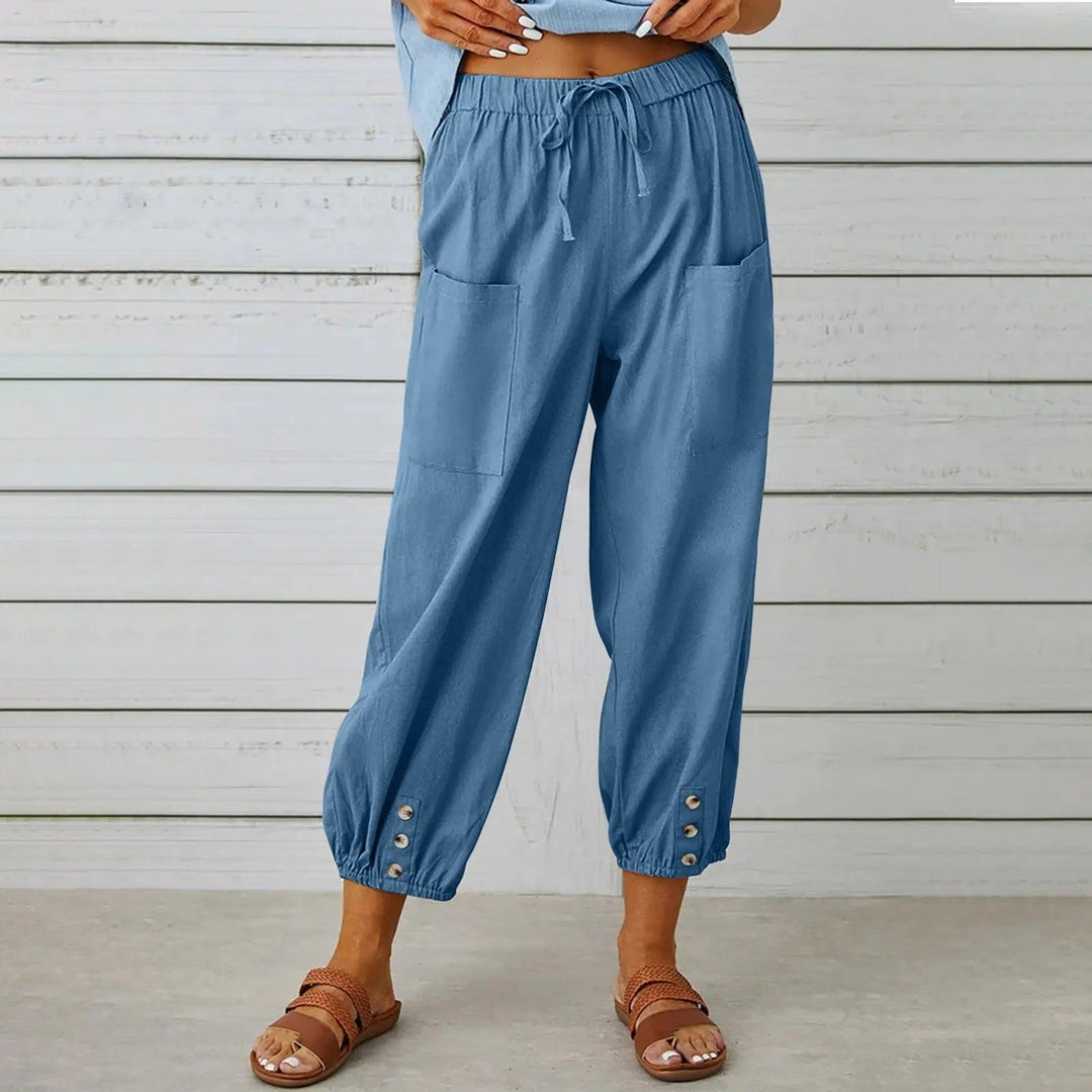 👖 50% OFF NOW! ✨ Women's Capri Pants – Wide Leg Drawstring – Comfy Fit, Casual Style & Elastic Waist 💫